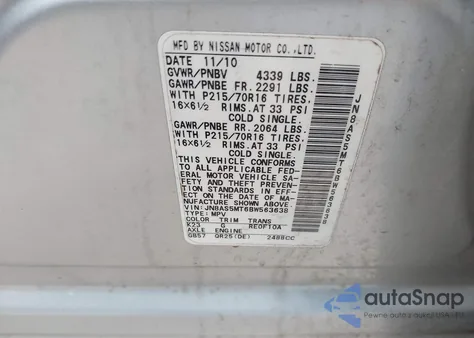 2011 Nissan Rogue S z USA, uszkodzony, nr VIN JN8AS5MT6BW563638